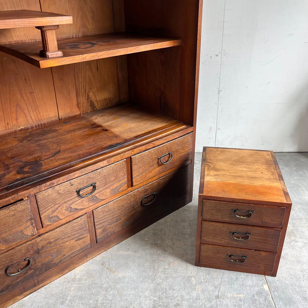 アンティーク ガラス 戸棚 キャビネット 飾り棚 昭和レトロ 無垢材 z499