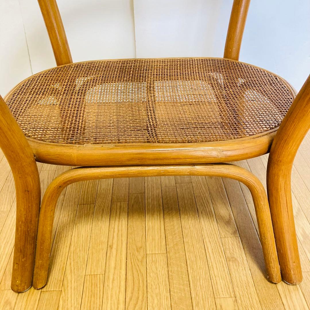 ヴィンテージ　ラタン　ガラス　天然素材　ローテーブル　ガラステーブル