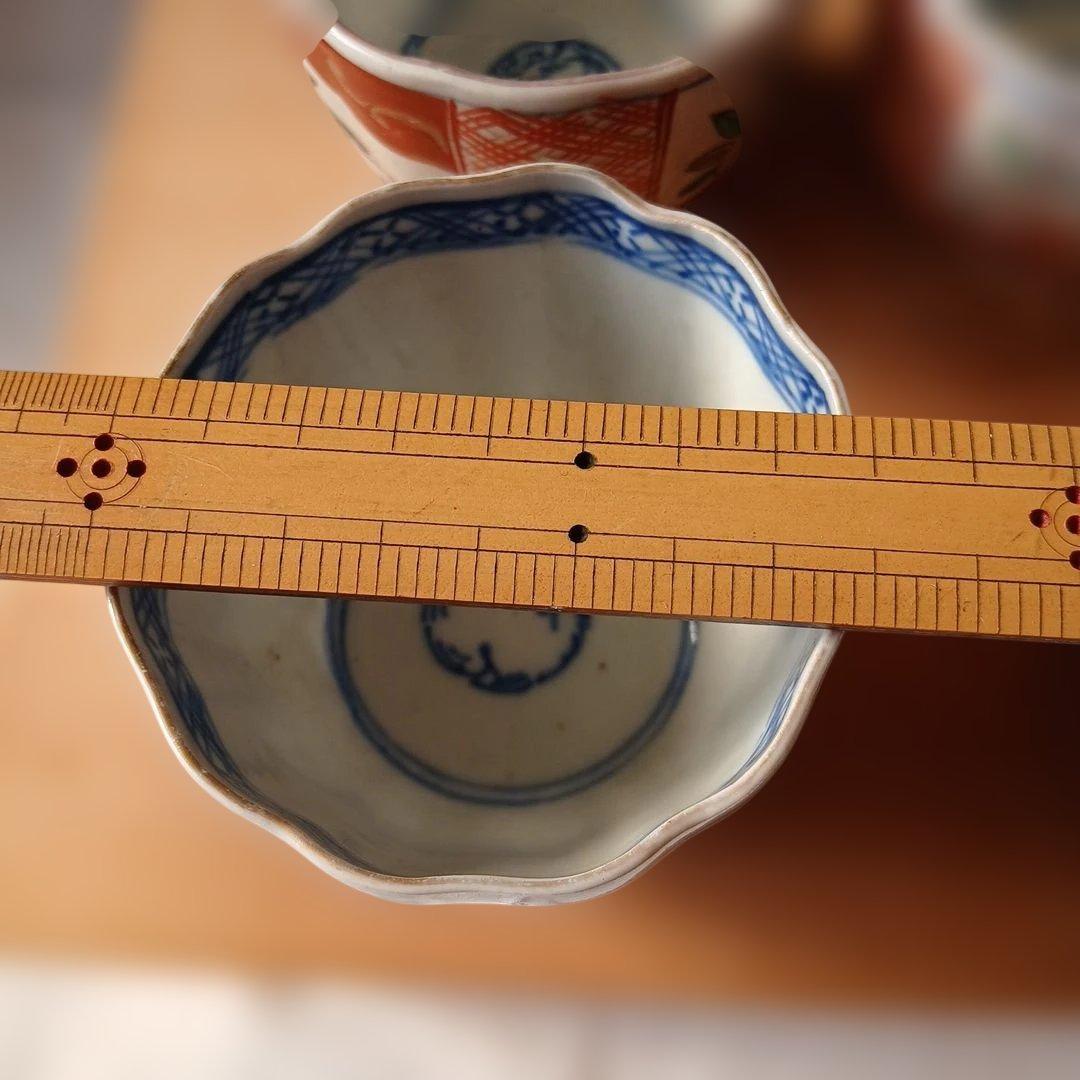 アンティーク手書き小鉢 花柄と幾何学模様の陶磁器小鉢31個セット