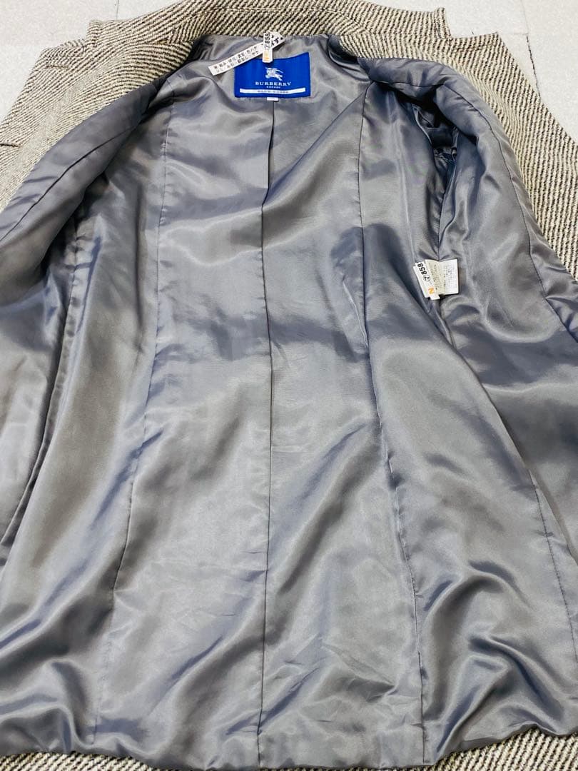 【極美品】BURBERRY BLUE LABEL ベルト付き ヘリンボーンコート