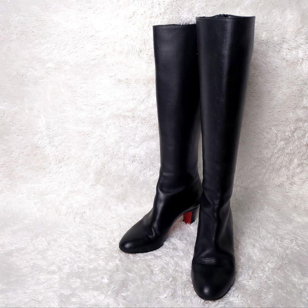 クリスチャンルブタン　ロングブーツ　黒　ブラック　22.5