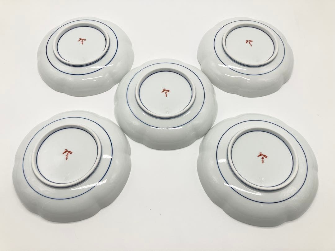 【美品】有田焼 其泉窯 寿桃 金彩 銘々皿 5枚セット 縁起物