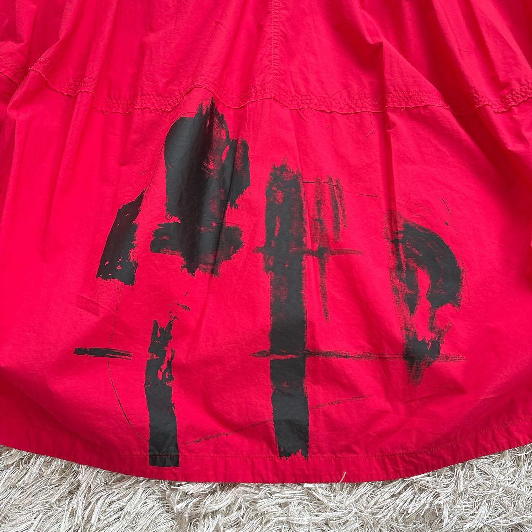 萌 モユル シャツワンピース コクーン アートデザイン バンドカラー 変形