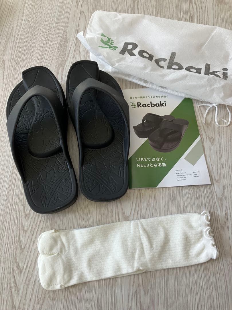 ラクバキRACBAKI ブラック イージーサンダル　L