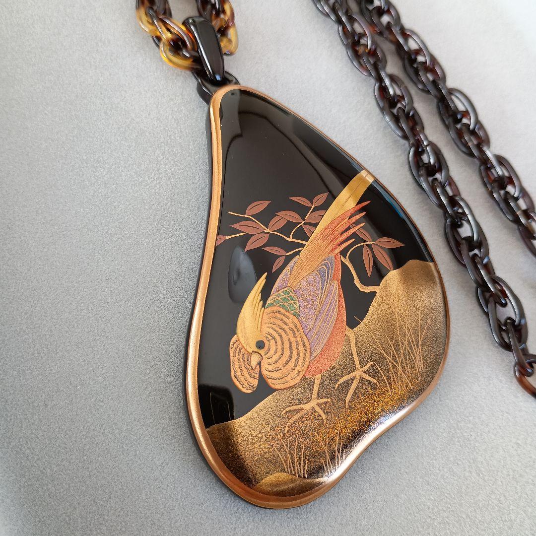 本鼈甲 金蒔絵 螺鈿 作家物 武司 鼈甲 べっ甲 工芸品 ネックレス 装飾品