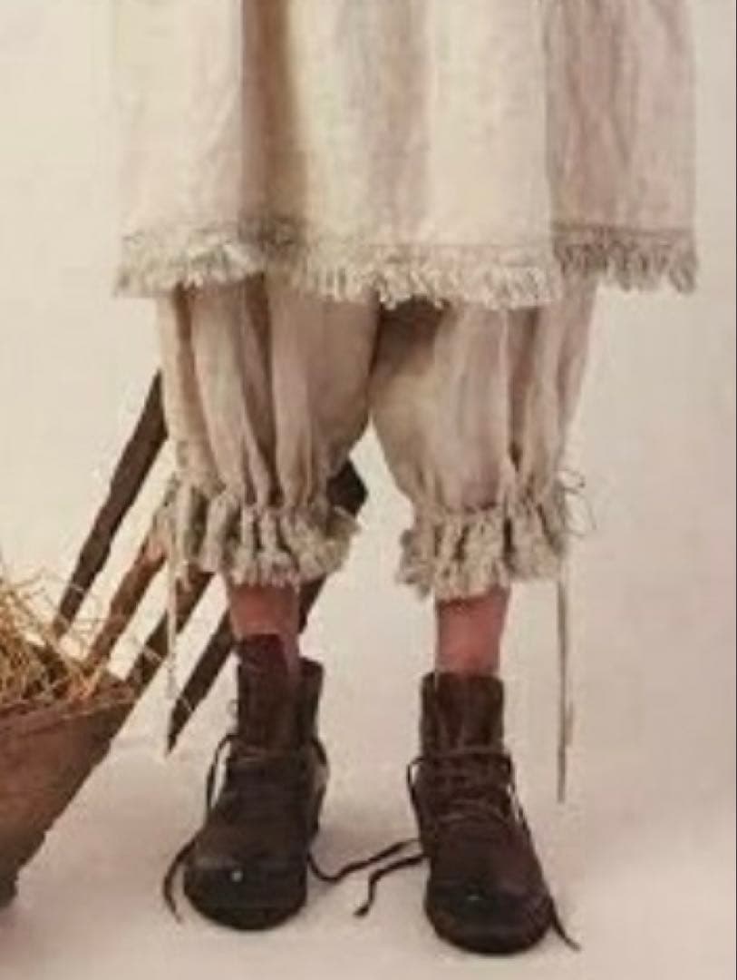 nest Robe リネンフリンジレースドロワーズパンツ　生成り　ネストローブ