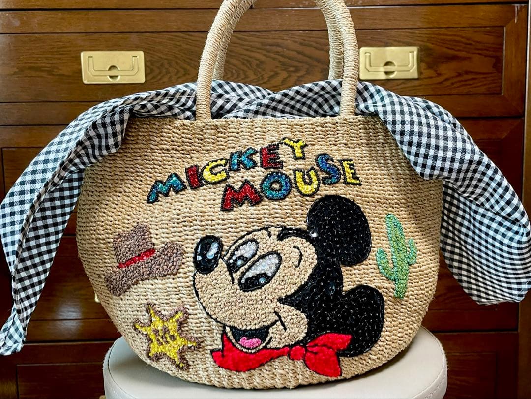 ミッキー　スパンコールかごバッグ