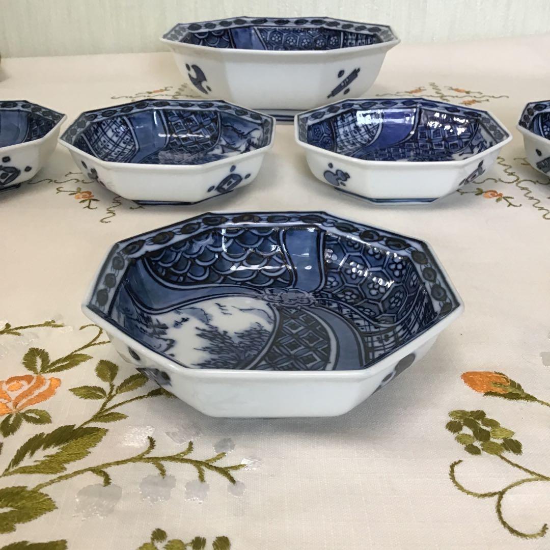 食器　三河内焼　平戸松山　八角皿　大1枚小5枚　小鉢　小皿　大鉢