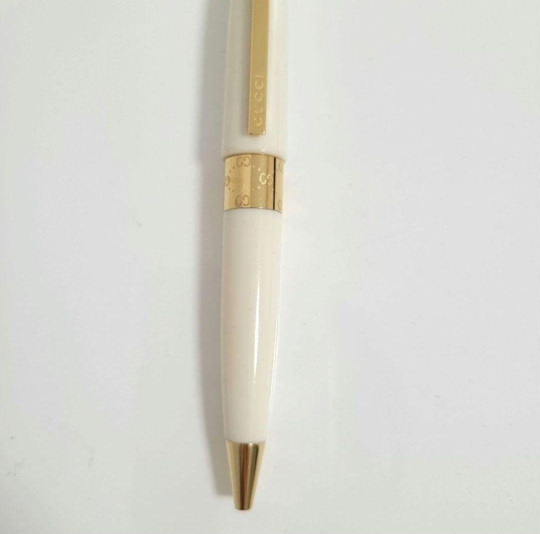 専用ケース 説明書付き GUCCI ボールペン ホワイト ゴールド