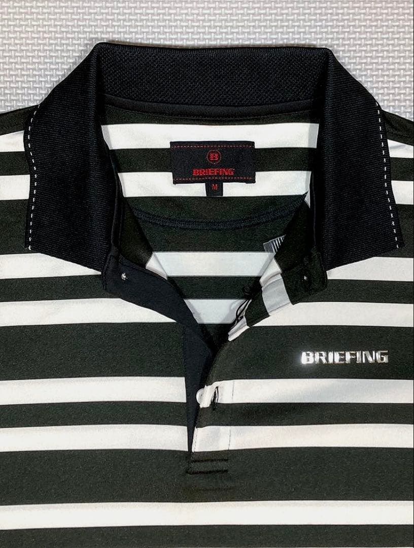BRIEFING GOLF MS ストライプ ポロシャツ（BLK／M）