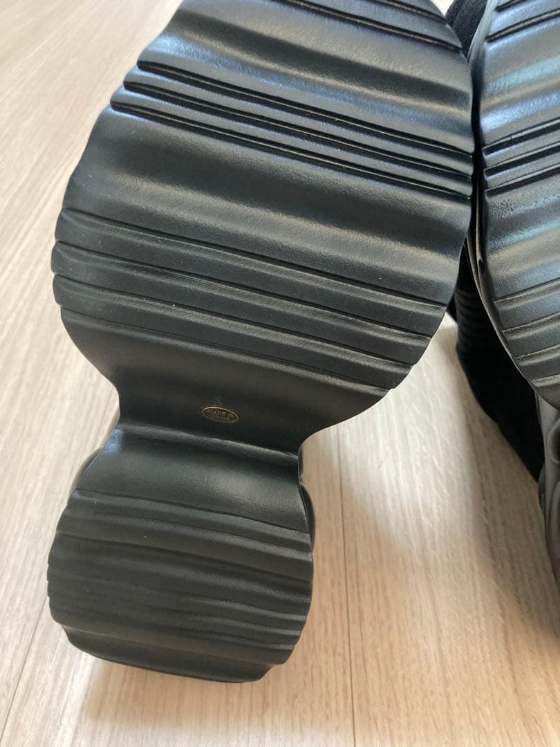 ミシェルマカロン ソックスライク厚底ブーツ ブラック Sサイズ