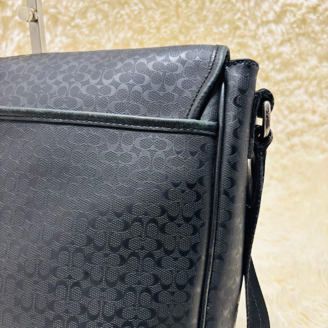 COACH コーチ ヘリテージ シグネチャー メッセンジャーバッグ ブラック