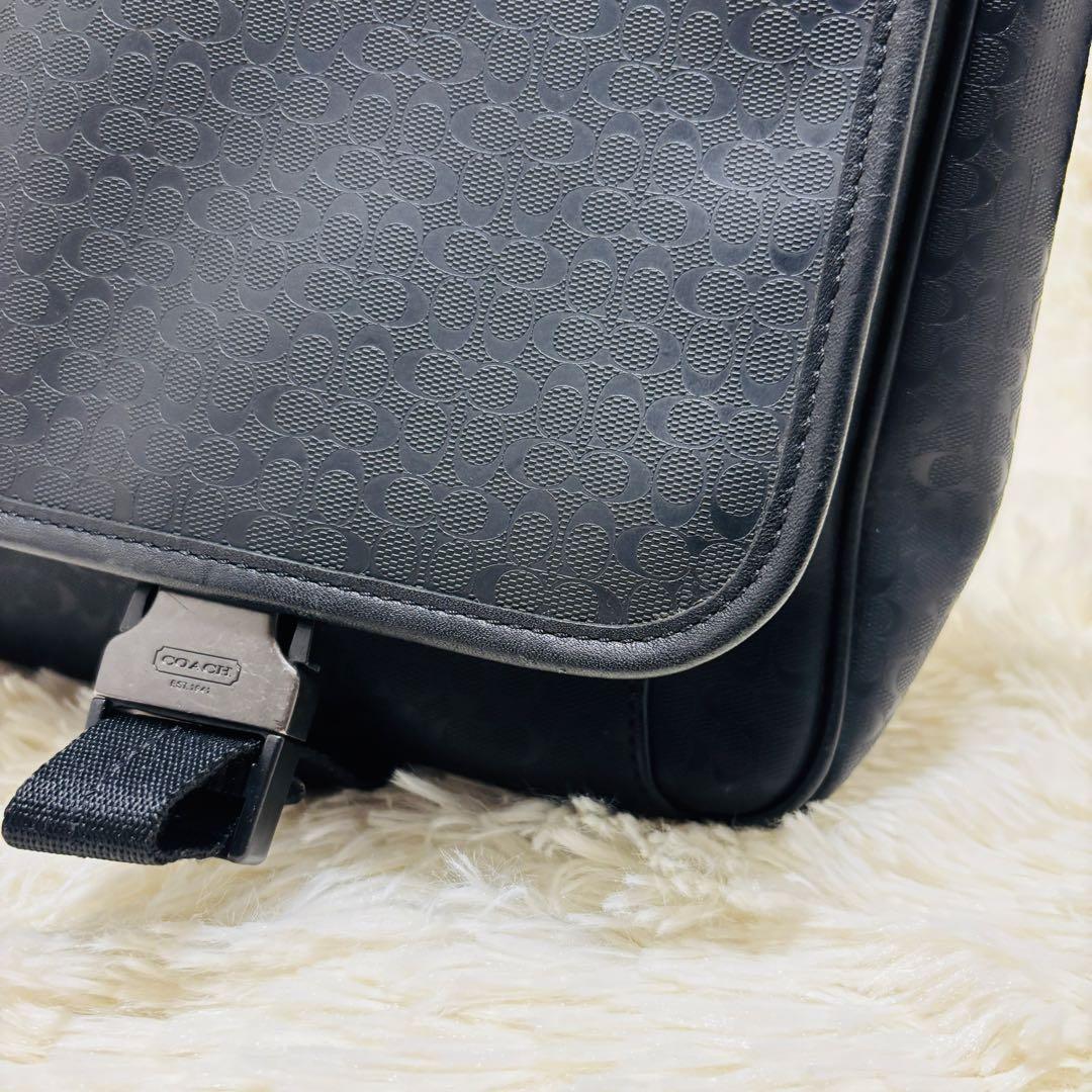 COACH コーチ ヘリテージ シグネチャー メッセンジャーバッグ ブラック