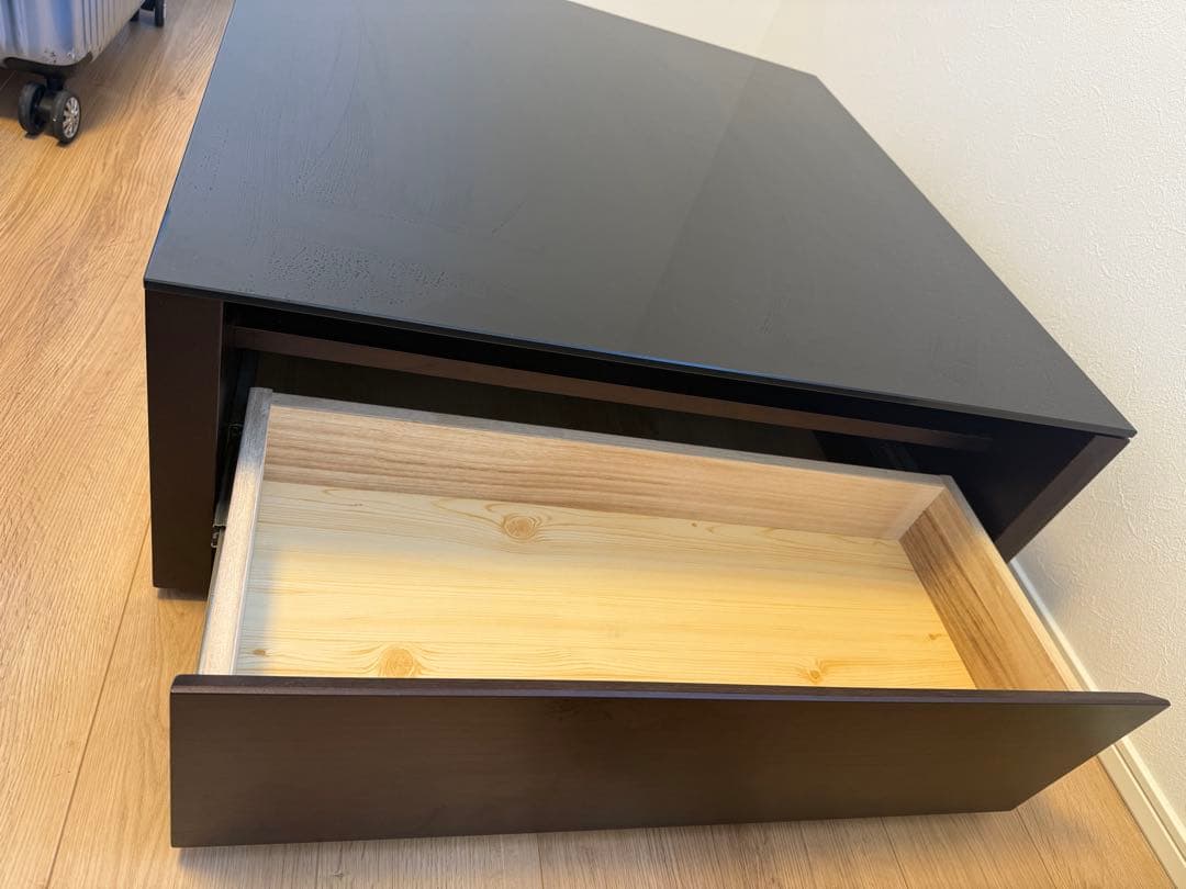 LOWYA リビングテーブル 天然木 ガラス製