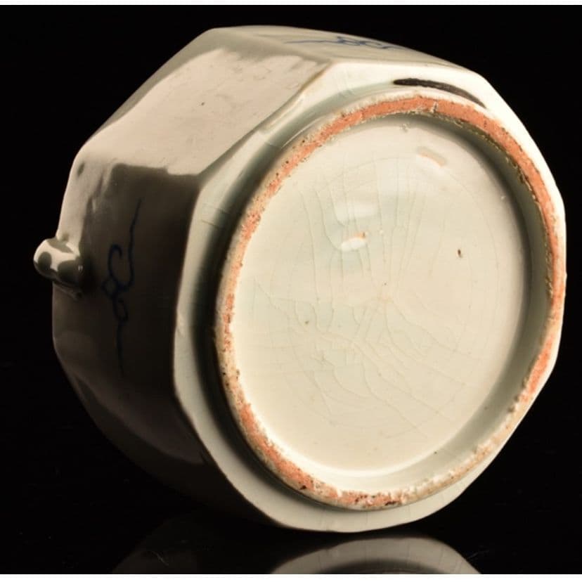 朝鮮美術 李朝 白磁 染付水滴 十長生図案