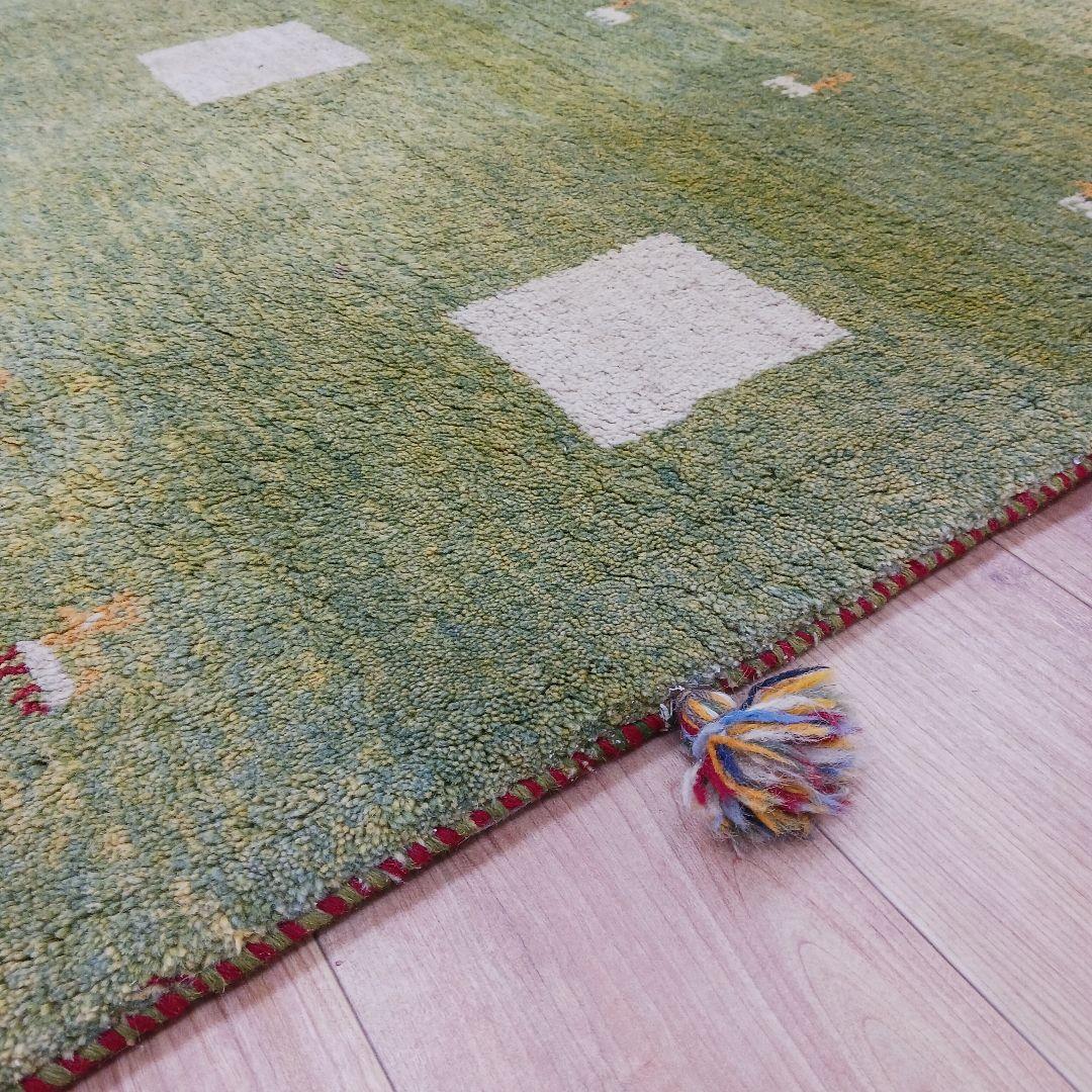 Y3064 ペルシャ絨毯 ギャッベ 手織り ウール 191×150㎝