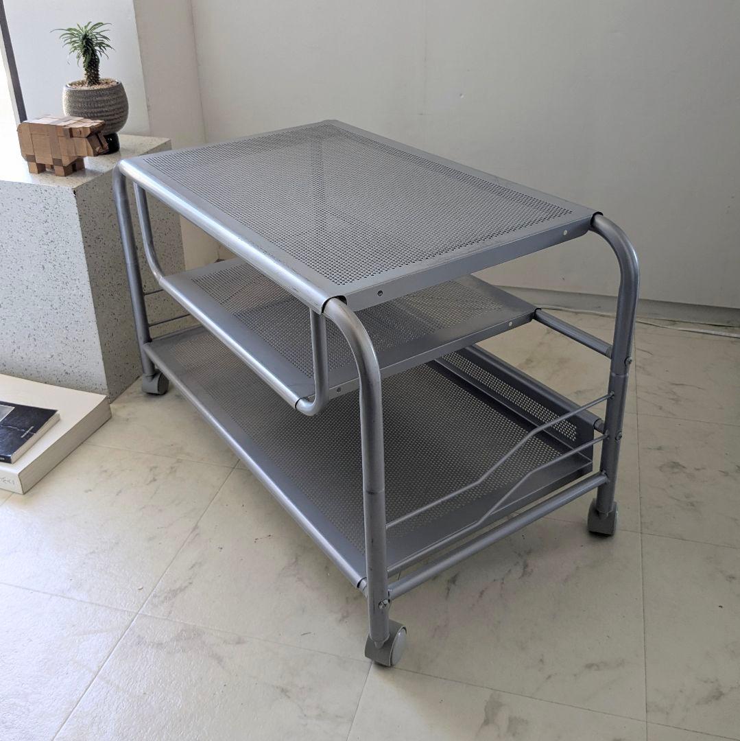 90s パンチング メタル ワゴン スチール ラック キャスター付き Y2K