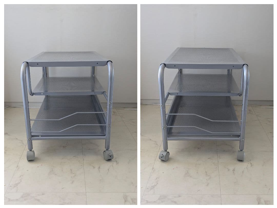 90s パンチング メタル ワゴン スチール ラック キャスター付き Y2K