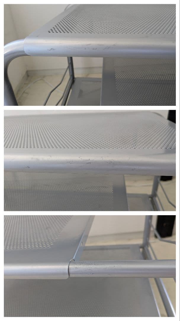 90s パンチング メタル ワゴン スチール ラック キャスター付き Y2K