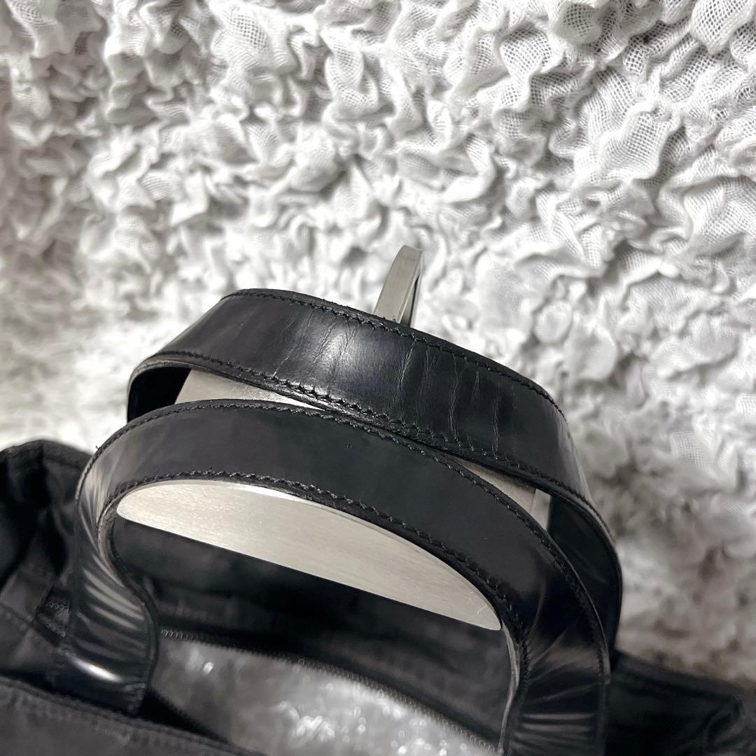 PRADA ブラック トートバッグ　ナイロン　レザー　三角　ハンドバッグ