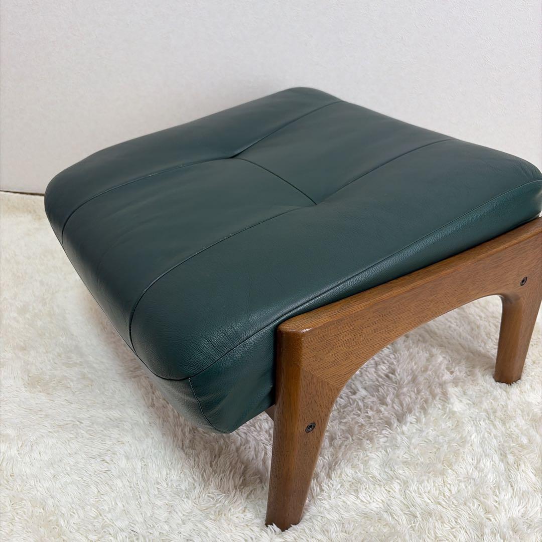 カリモク オットマン スツール 本革 木製脚　グリーン