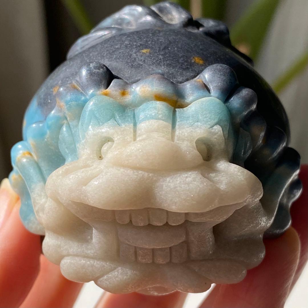 【 天然石 トロレアイト 龍亀 ロングイ さん 約226g 彫物 縁起物 金運
