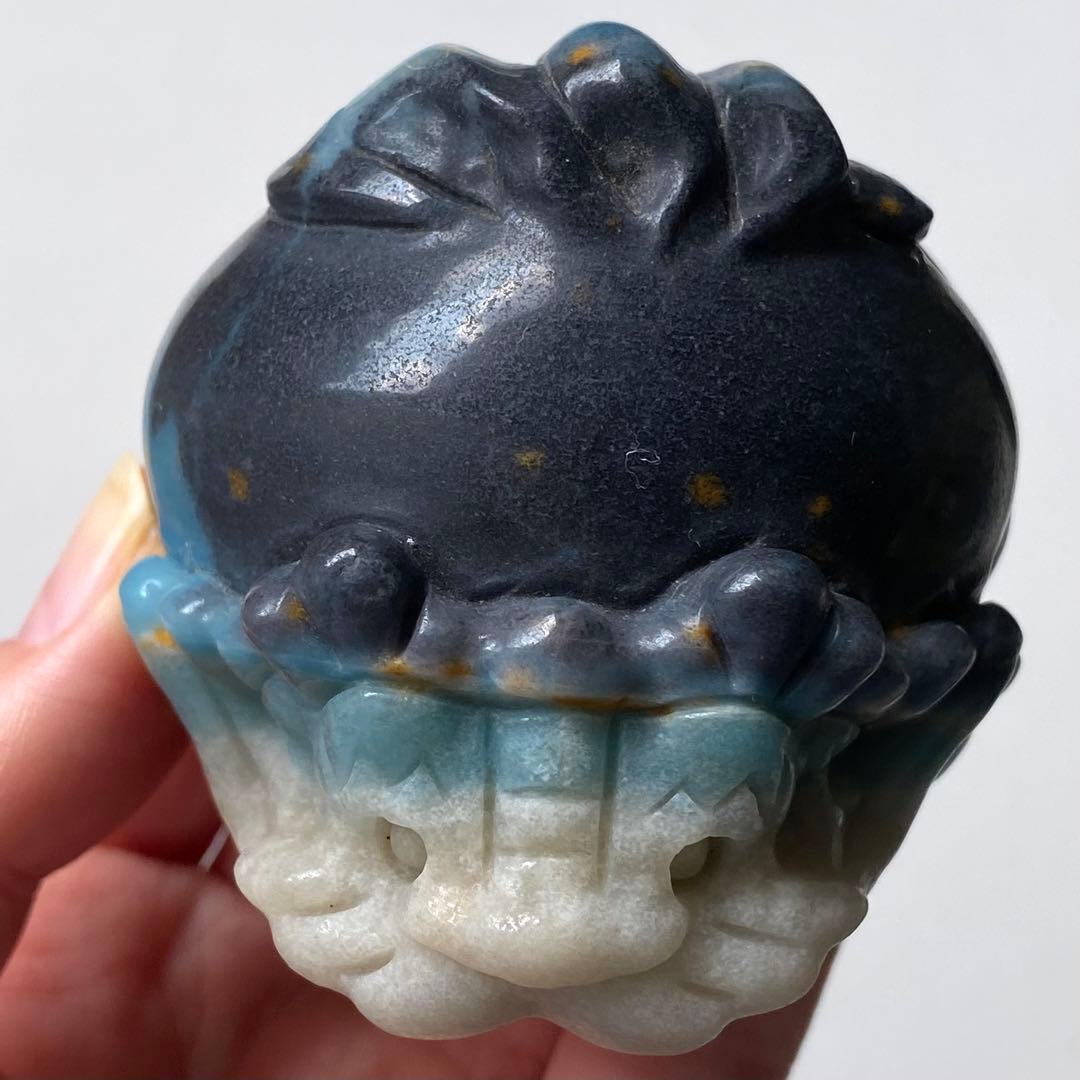 【 天然石 トロレアイト 龍亀 ロングイ さん 約226g 彫物 縁起物 金運