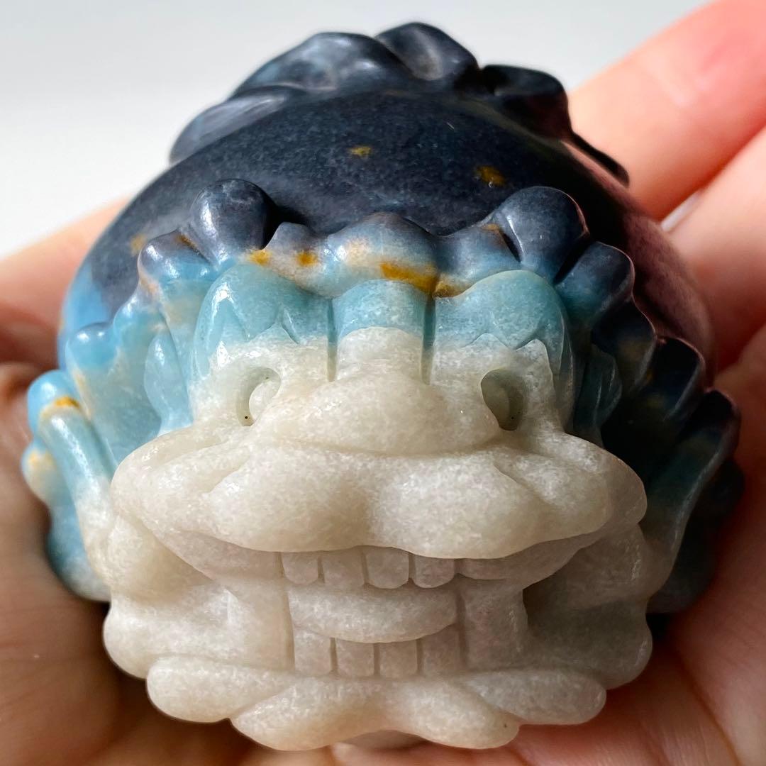 【 天然石 トロレアイト 龍亀 ロングイ さん 約226g 彫物 縁起物 金運