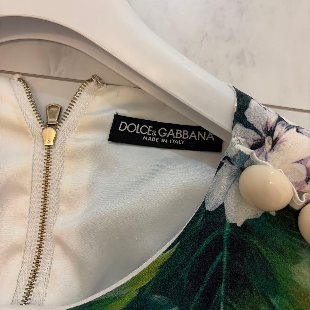 DOLCE & GABBANA アジサイ柄 ノースリーブワンピース