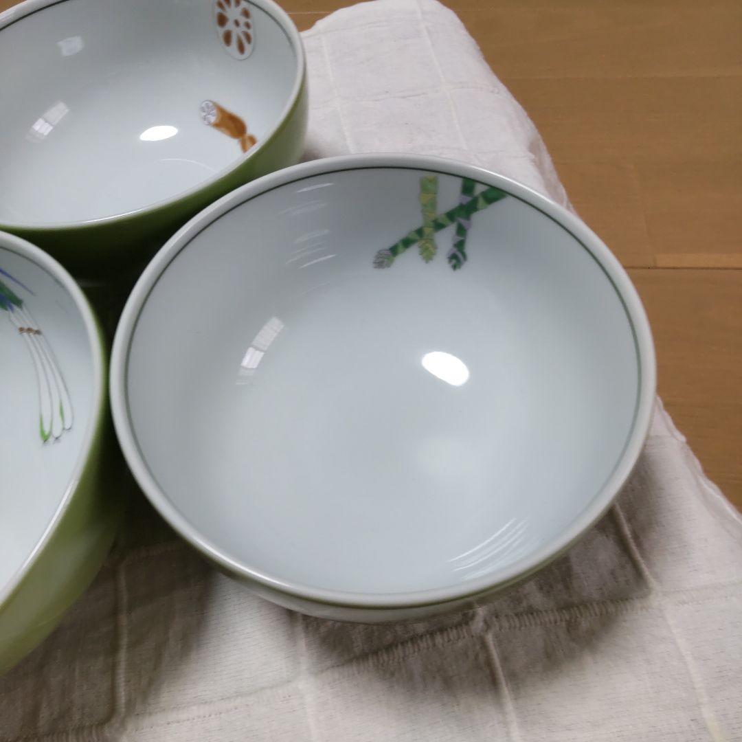 深川製磁 多様丼 鉢 野菜絵変わり５個【未使用新品】