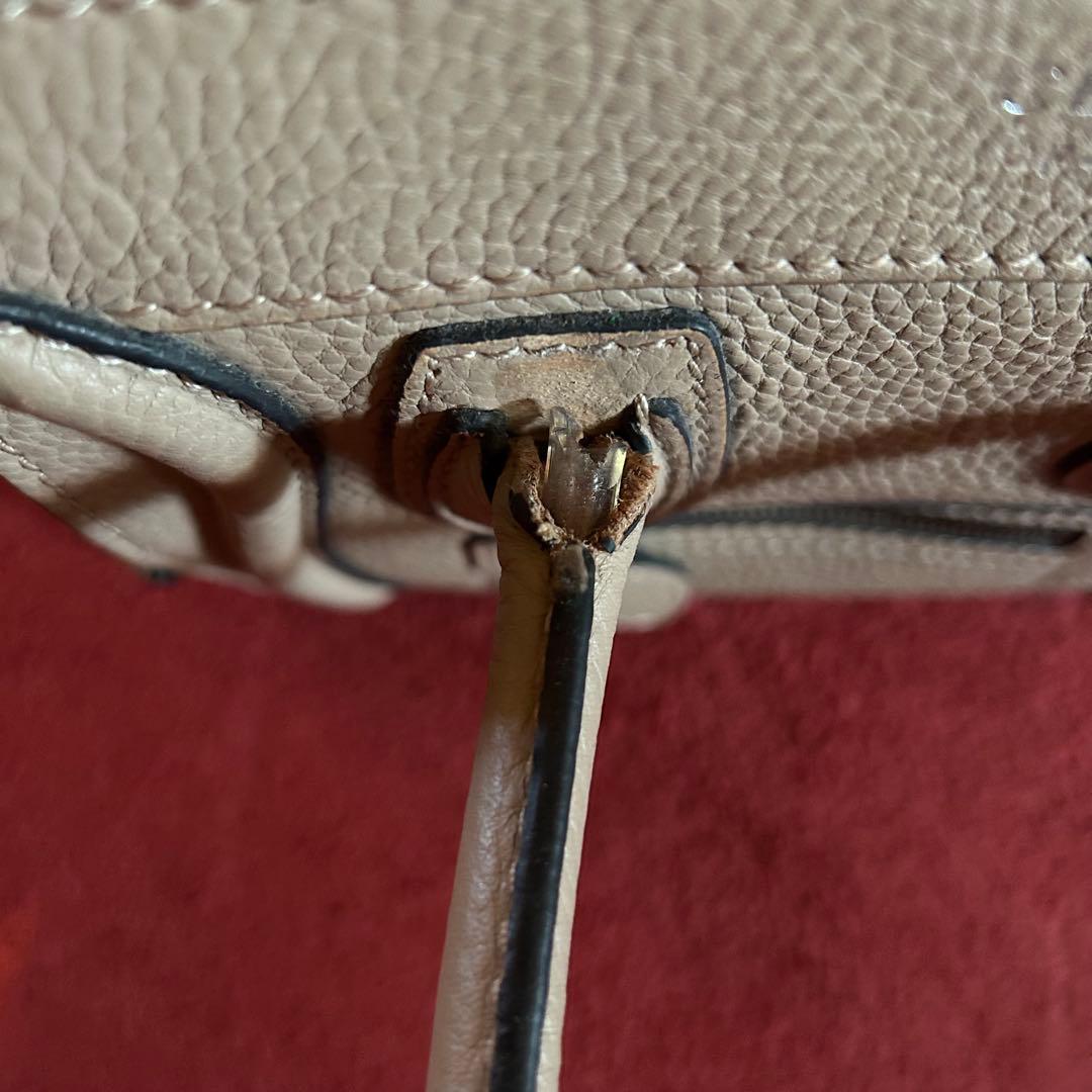 グレー レザー ハンドバッグ ショルダー付 ラゲージナノ ショッパー ベージュ