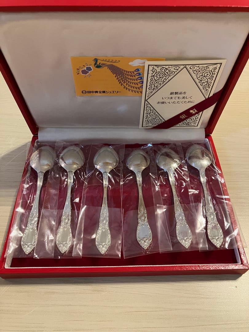 田中貴金属 純銀スプーン6本 SILVER925 箱・カード付 開封保管品 美品