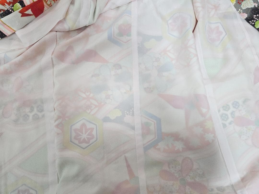 七五三　5歳～　アンティーク 正絹　着物　セット　女の子 c90