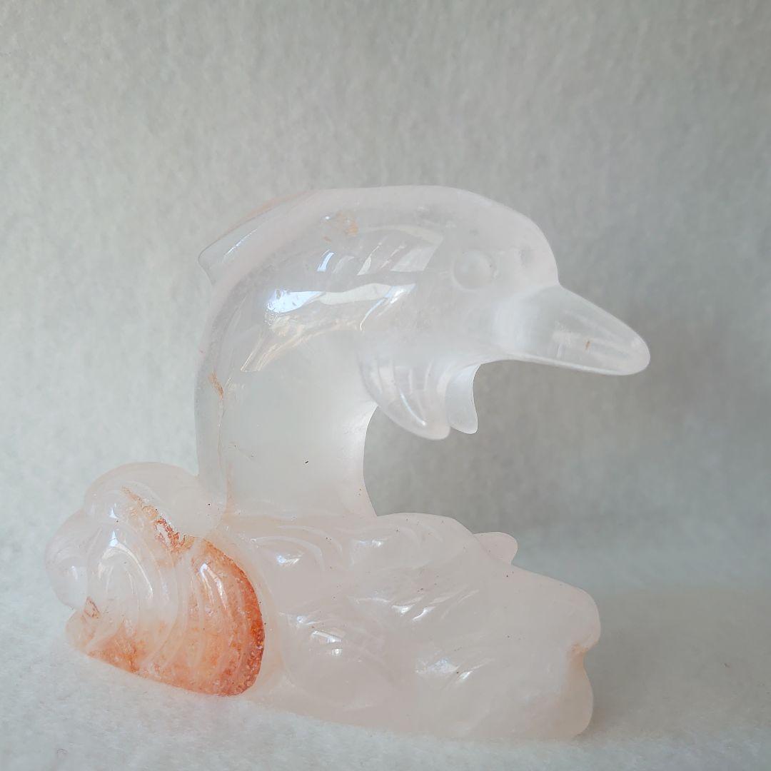 水晶ゴールデンヒーラー入り　波乗りイルカ　素敵な逸品