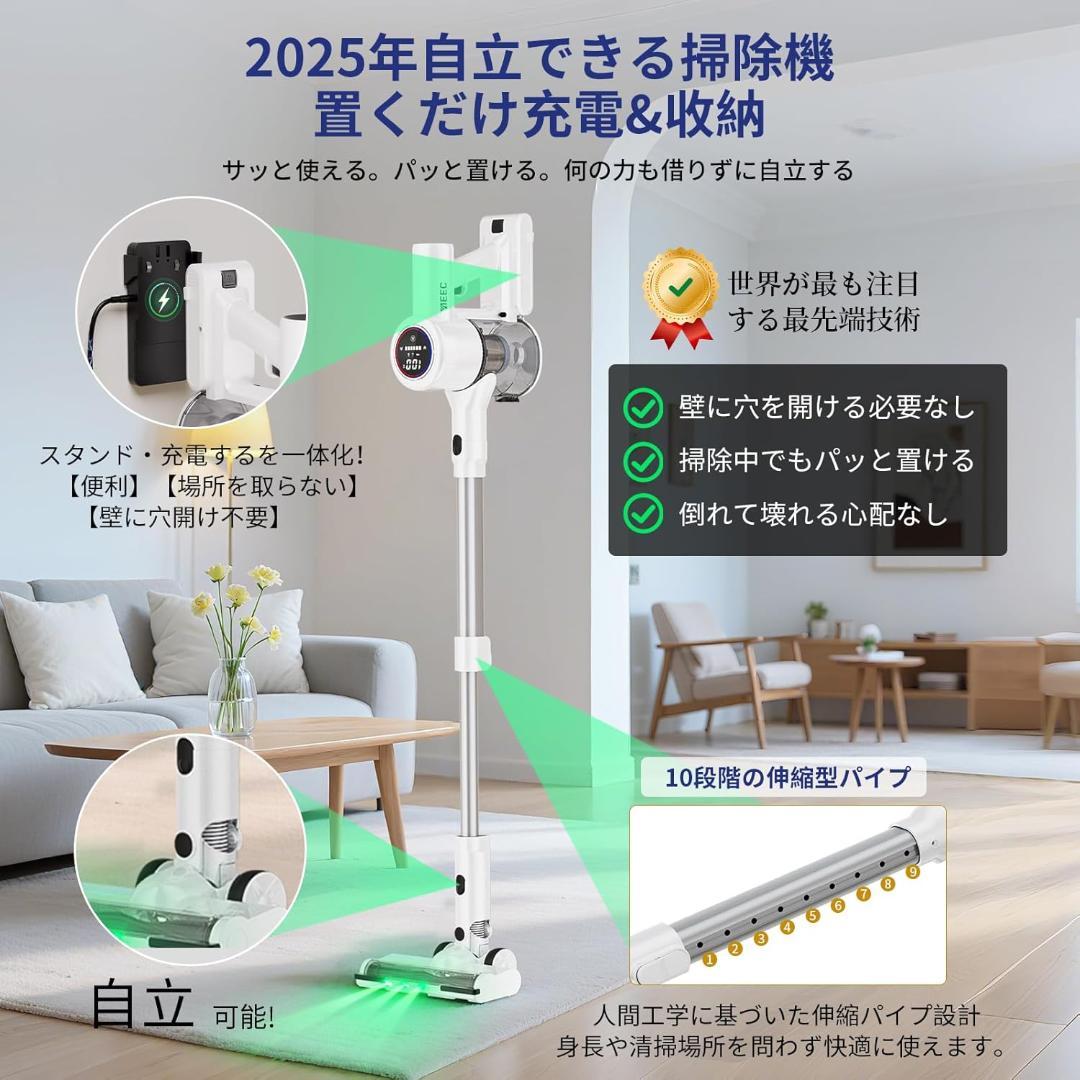 YIEEC 掃除機コードレス AI汚れ自動検知＆65Kpa強力吸引 LEDライト