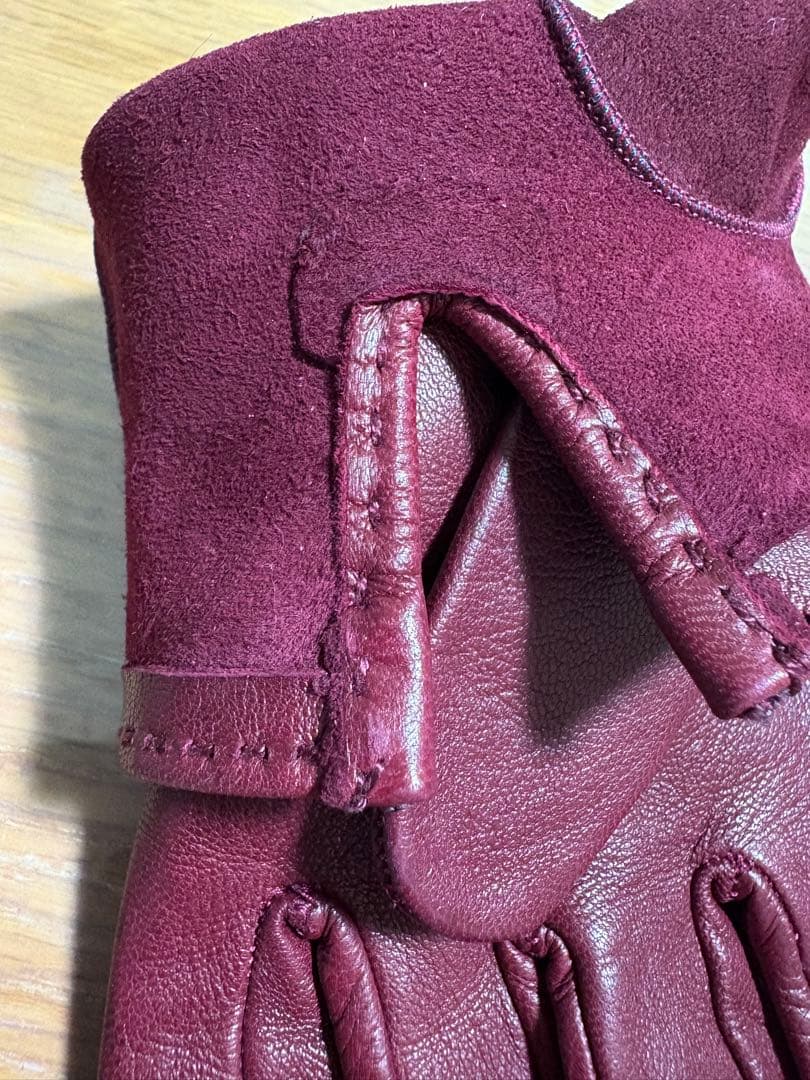 エルメス HERMES ケリー グローブ バーガンディ レザー 手袋 7 1/2