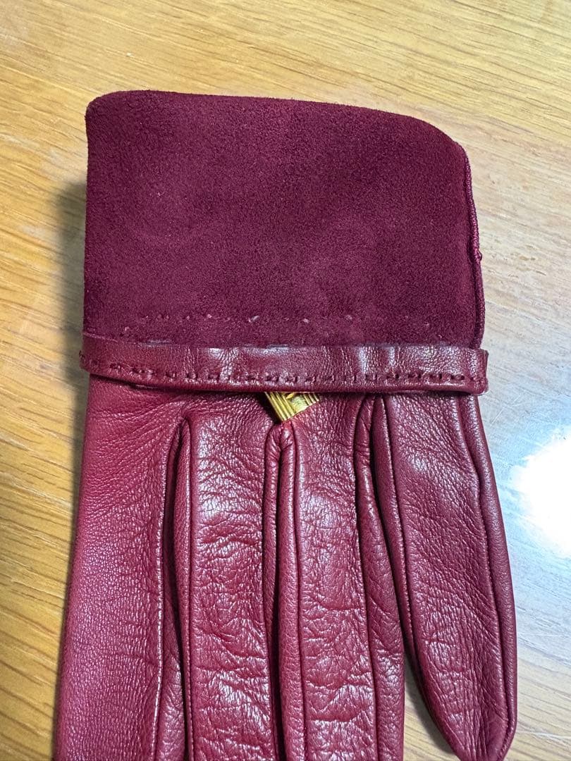 エルメス HERMES ケリー グローブ バーガンディ レザー 手袋 7 1/2