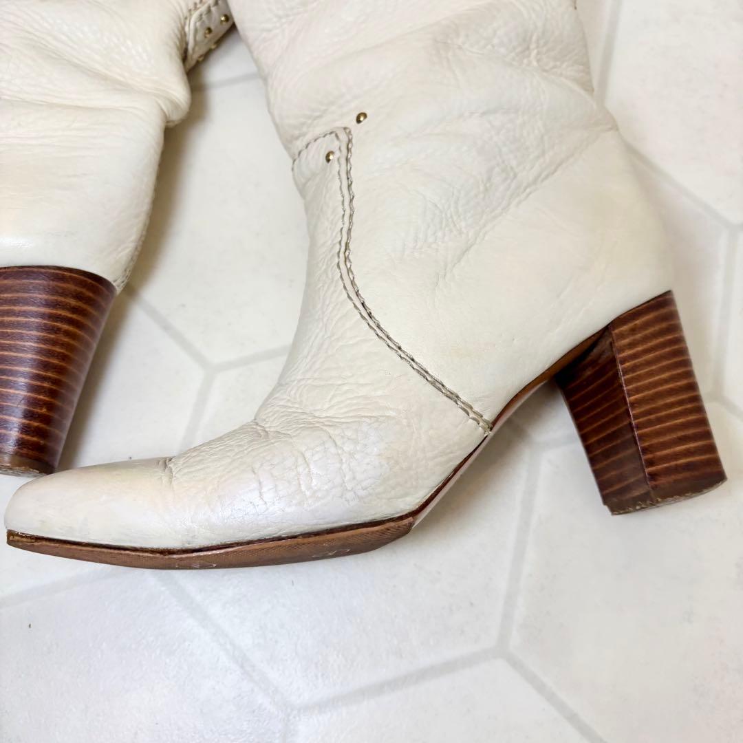 希少◆名作デザイン【Chloe】パディントンライン ロングブーツ 白 23.5