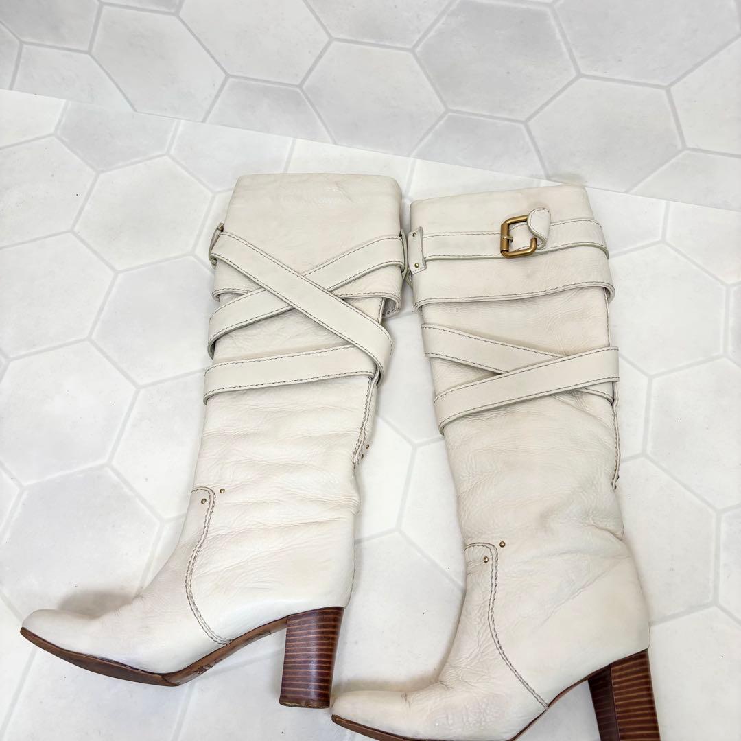 希少◆名作デザイン【Chloe】パディントンライン ロングブーツ 白 23.5