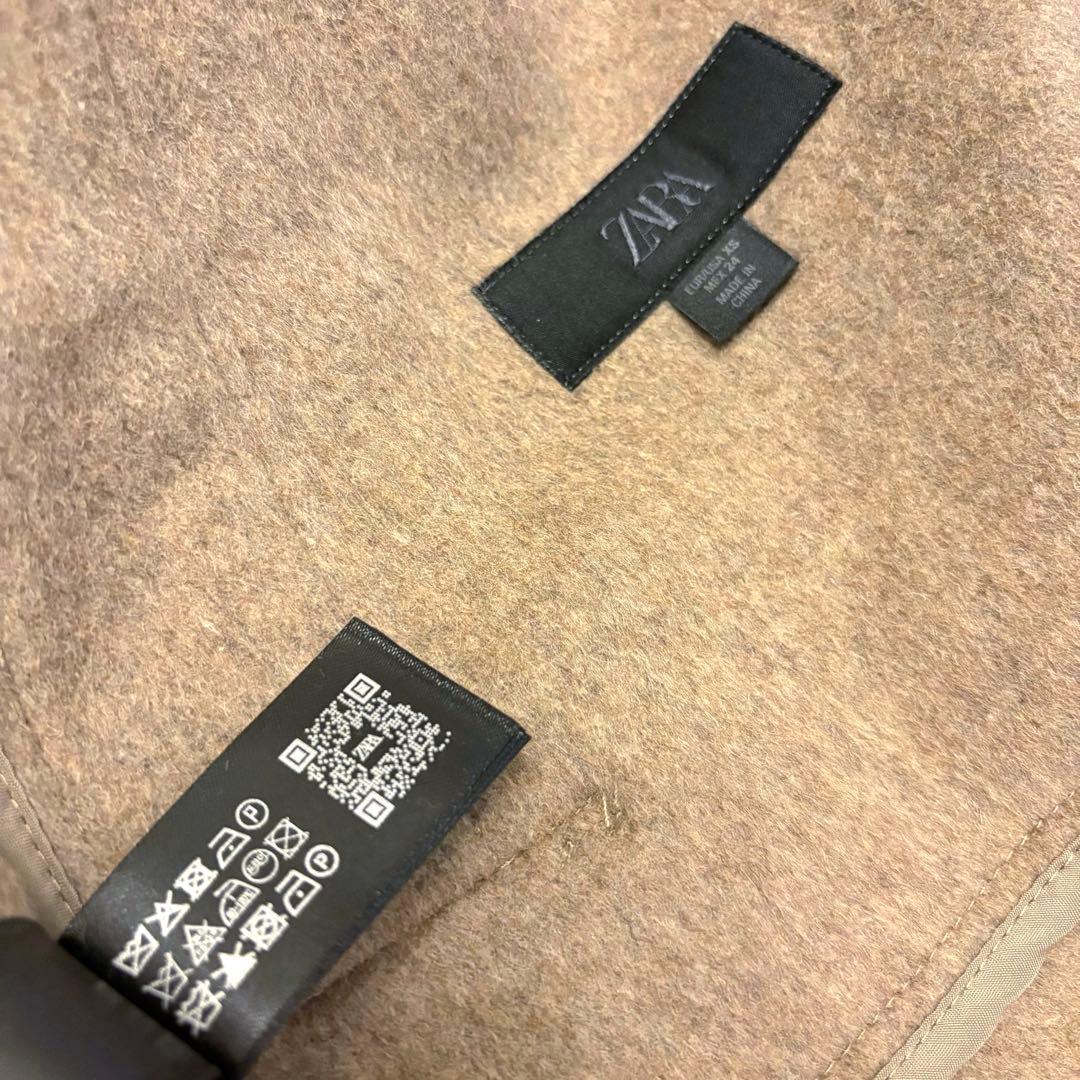 【ZARA】ザラ XS ウールショートスカーフコート ミンク ベージュ