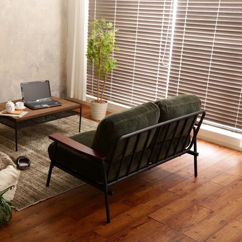 コーデュロイ張地 2人掛けソファ ネイビー