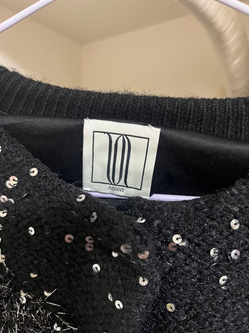 トップス ameri PATCHWORK KNIT CARDIGAN