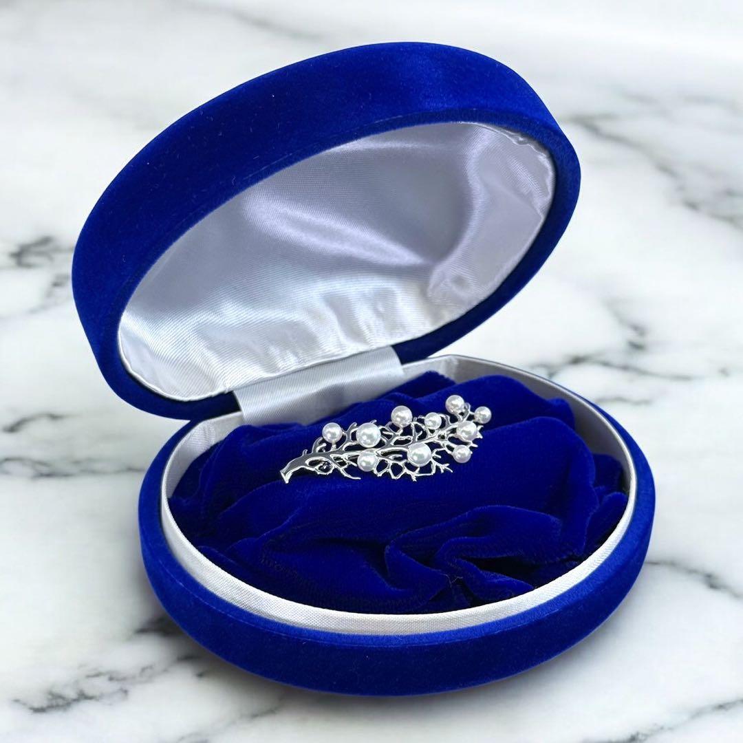 【未使用】ミキモト　ブローチ　コサージュ　アコヤ　パール　本真珠　リーフ