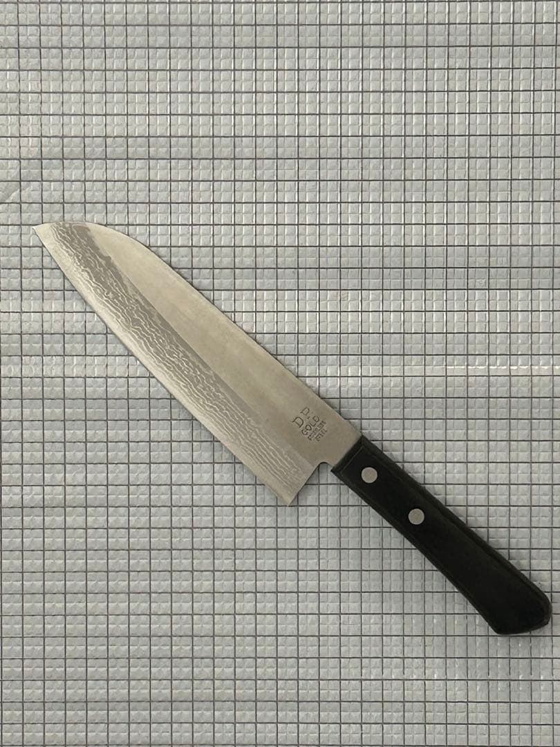 仙助 包丁 三徳包丁 三徳 ダマスカス 170mm 黒合板柄 DPゴールド