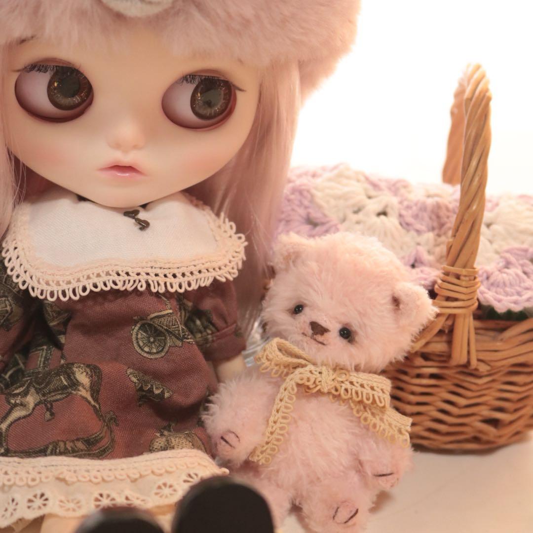 テディベア　9cm ピンク　ハンドメイド　アーティストベア　オリジナルベア
