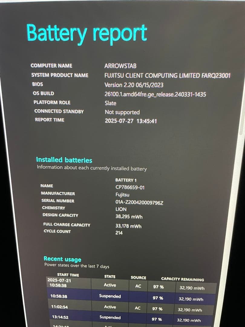 Windowsタブレット本体 Fujitsu Windows11 pro ARROWS Tab Q739