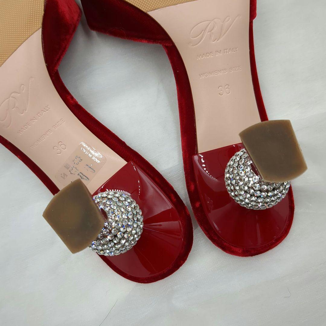 未使用級 ロジェヴィヴィエ ビジュー ヒール ベロア ミュール 36 23cm