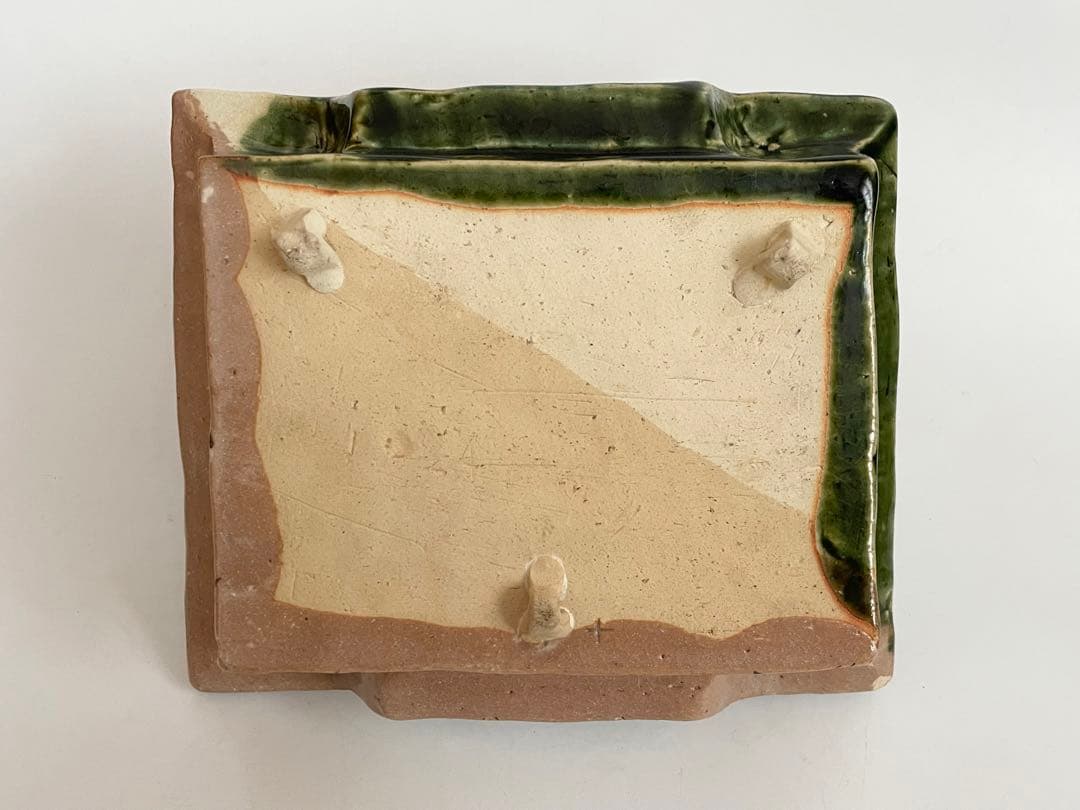 陶芸家　加藤十右衛門　赤織部　手鉢　手付菓子鉢　鳴海織部　菓子器　懐石　共箱