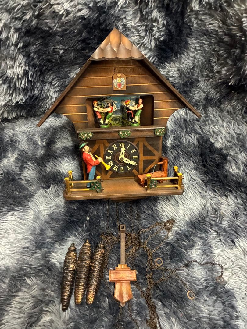 希少 ビンテージ ドイツ製 鳩時計 からくり時計 音楽隊 振子時計 ぜんまい