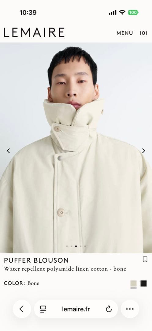 今日までの出品です LEMAIRE 25A/W PUFFER BLOUSON